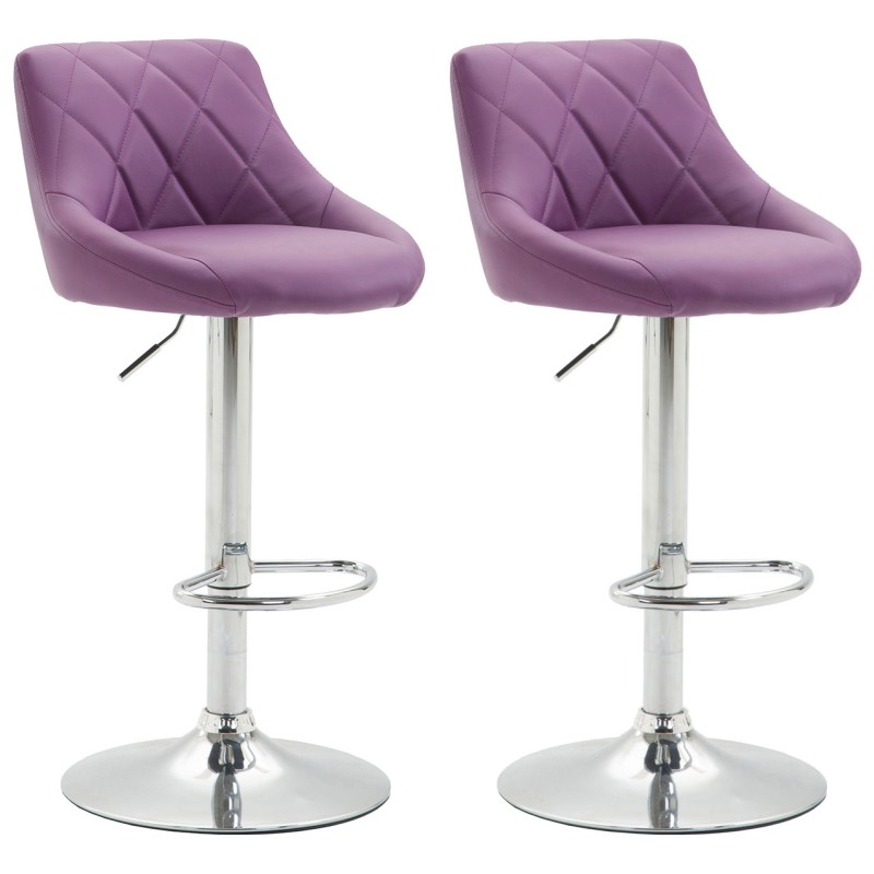 Juego de 2 taburetes de bar Lazio de piel sintética color morado C