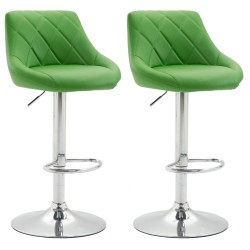 Juego de 2 taburetes de bar Lazio de piel sintética color verde C