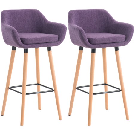 Juego de 2 taburetes de bar Grant en tela violeta