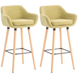 Juego de 2 taburetes de bar Grant en tela verde claro