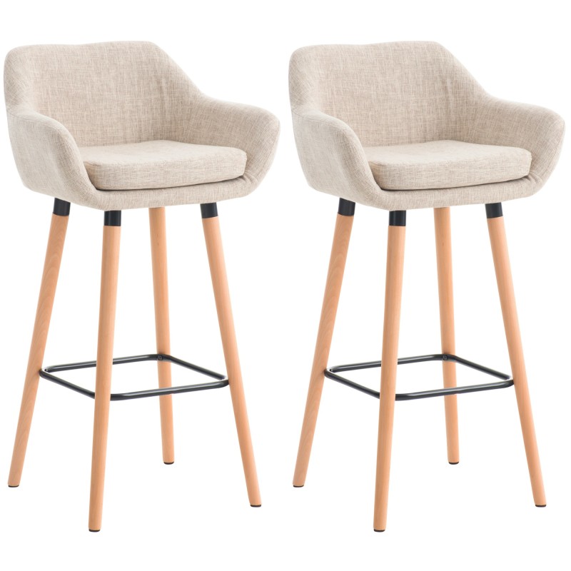 Juego de 2 taburetes de bar Grant en tela color crema