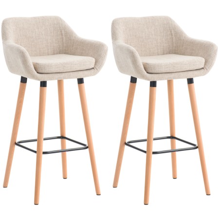 Juego de 2 taburetes de bar Grant en tela color crema