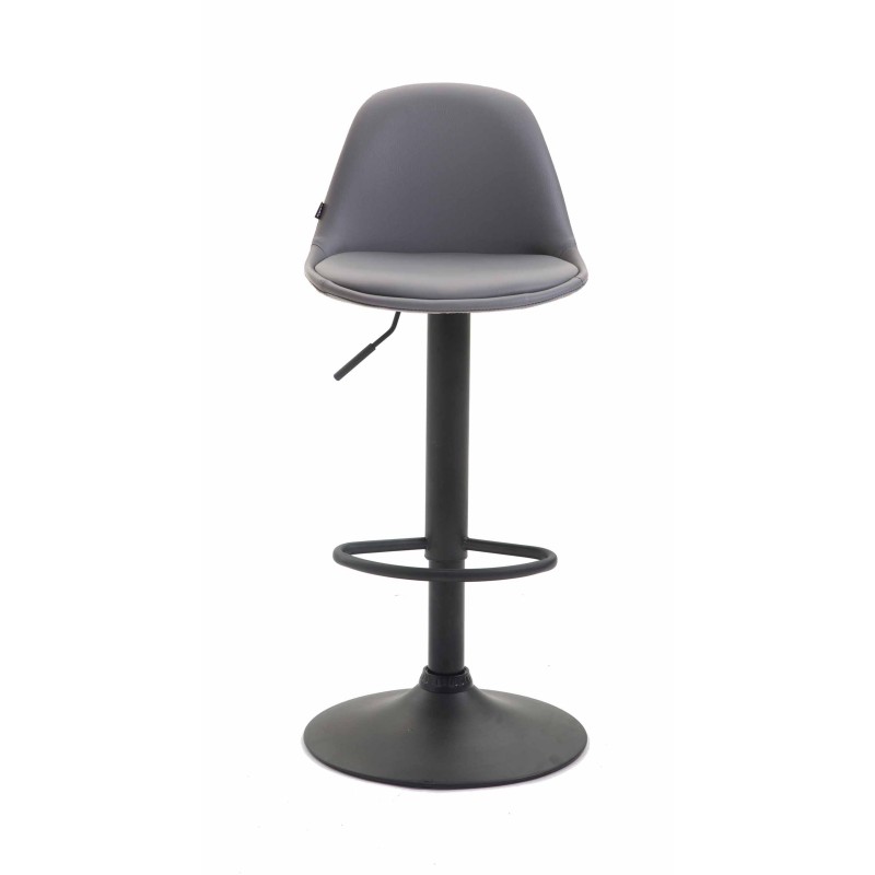 Taburete de bar Kiel totalmente tapizado en piel sintética gris y negra