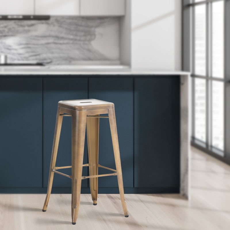 Juego de 2 taburetes de bar Joshua dorados