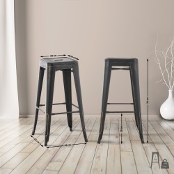 Juego de 2 taburetes de bar Joshua en negro y dorado