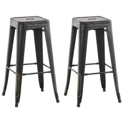 Juego de 2 taburetes de bar Joshua en negro y dorado