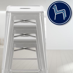 Juego de 2 taburetes de bar Joshua plateados