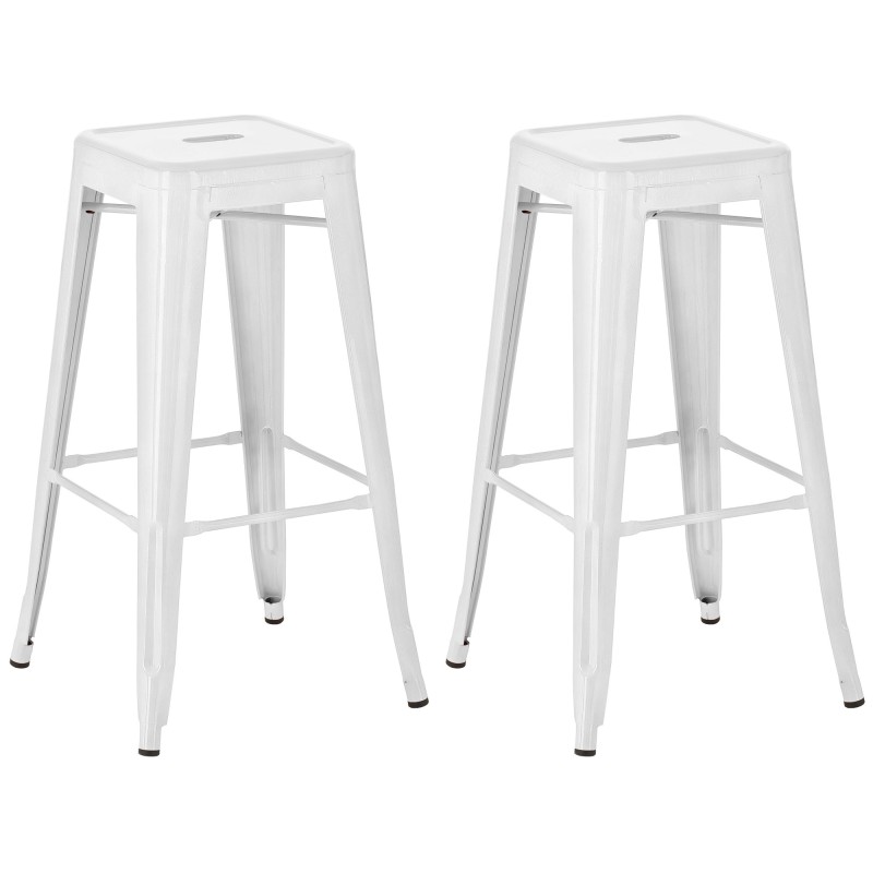 Juego de 2 taburetes de bar blancos Joshua