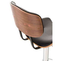 Taburete de bar Sarnia, piel sintética, nogal/negro