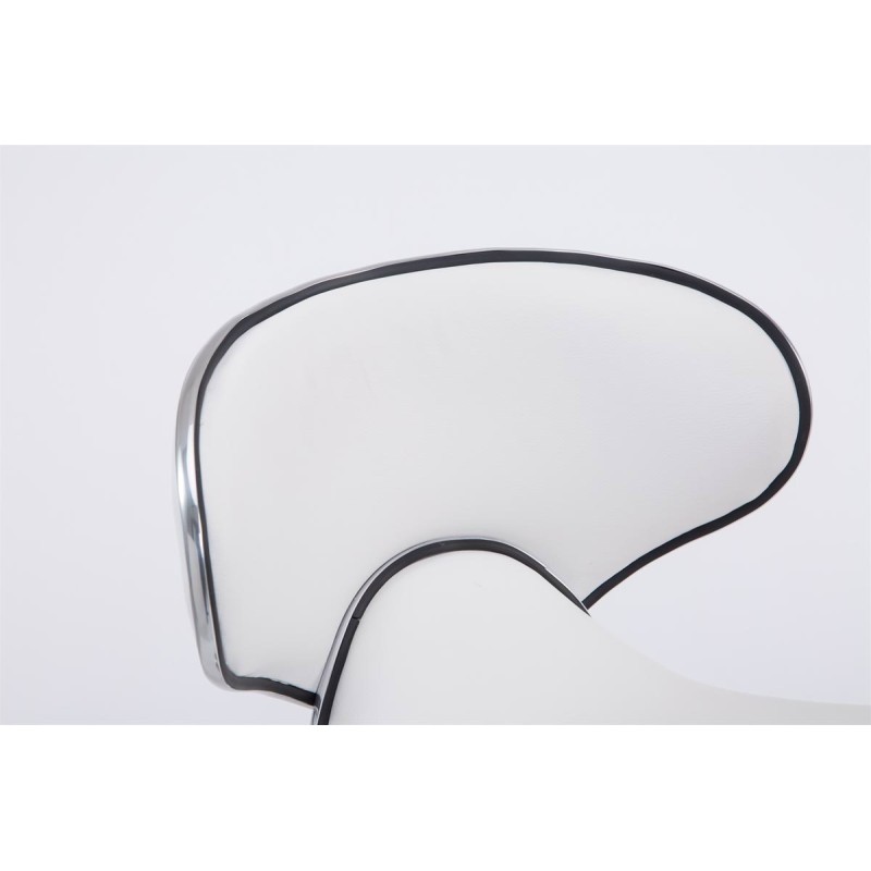 Juego de 2 taburetes de bar Las Vegas V2 en piel sintética cromada blanca