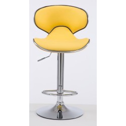 Juego de 2 taburetes de bar Las Vegas V2 en polipiel cromada amarilla