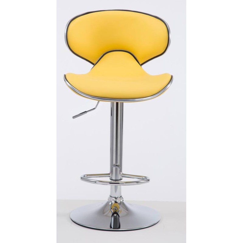 Juego de 2 taburetes de bar Las Vegas V2 en polipiel cromada amarilla