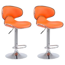 Juego de 2 taburetes de bar Las Vegas V2 en piel sintética cromada naranja