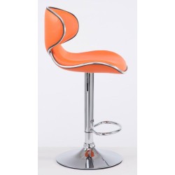 Juego de 2 taburetes de bar Las Vegas V2 en piel sintética cromada naranja