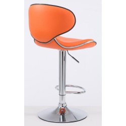 Juego de 2 taburetes de bar Las Vegas V2 en piel sintética cromada naranja