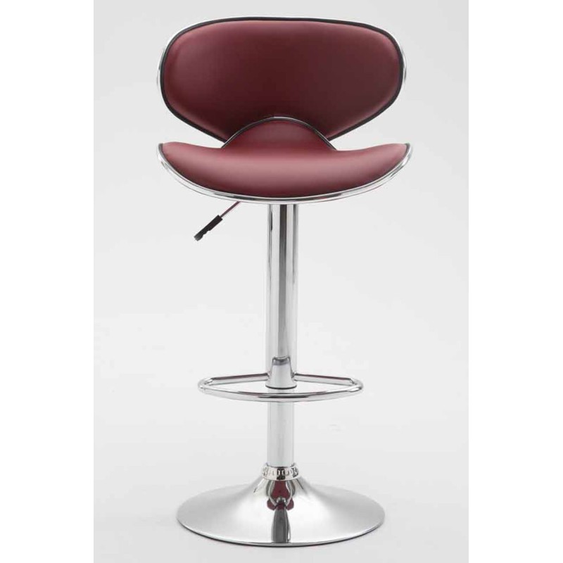 Juego de 2 taburetes de bar Las Vegas V2 en piel sintética, cromo, burdeos y rojo