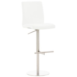 Taburete de bar Cádiz, piel sintética, acero inoxidable, blanco