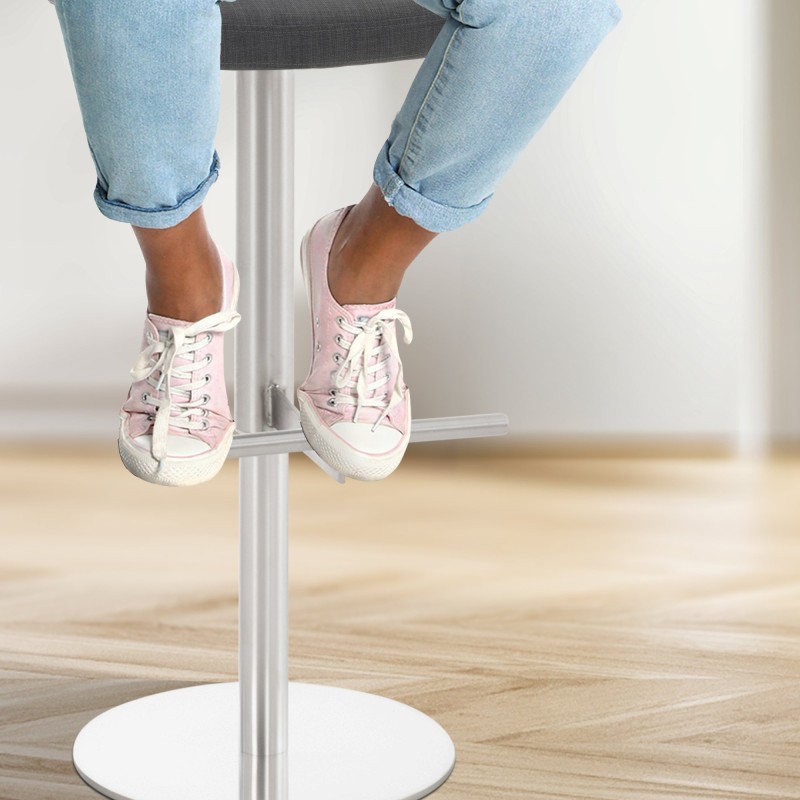 Taburete de bar Cádiz en tejido de acero inoxidable gris oscuro