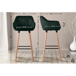 Taburete de bar de terciopelo verde Grant