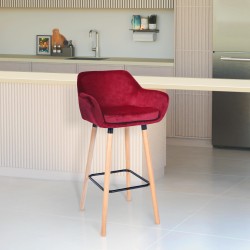 Taburete de bar de terciopelo rojo Grant