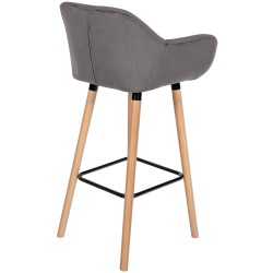 Taburete de bar de terciopelo gris Grant