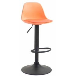 Taburete de bar Kiel en piel sintética negra y naranja