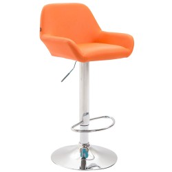 Taburete de bar Braga en piel sintética cromada naranja