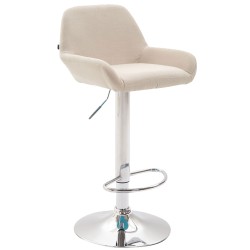 Taburete de bar Braga en tela cromo crema