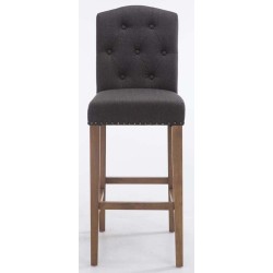 Juego de 2 taburetes de bar Louise en tela gris claro antiguo