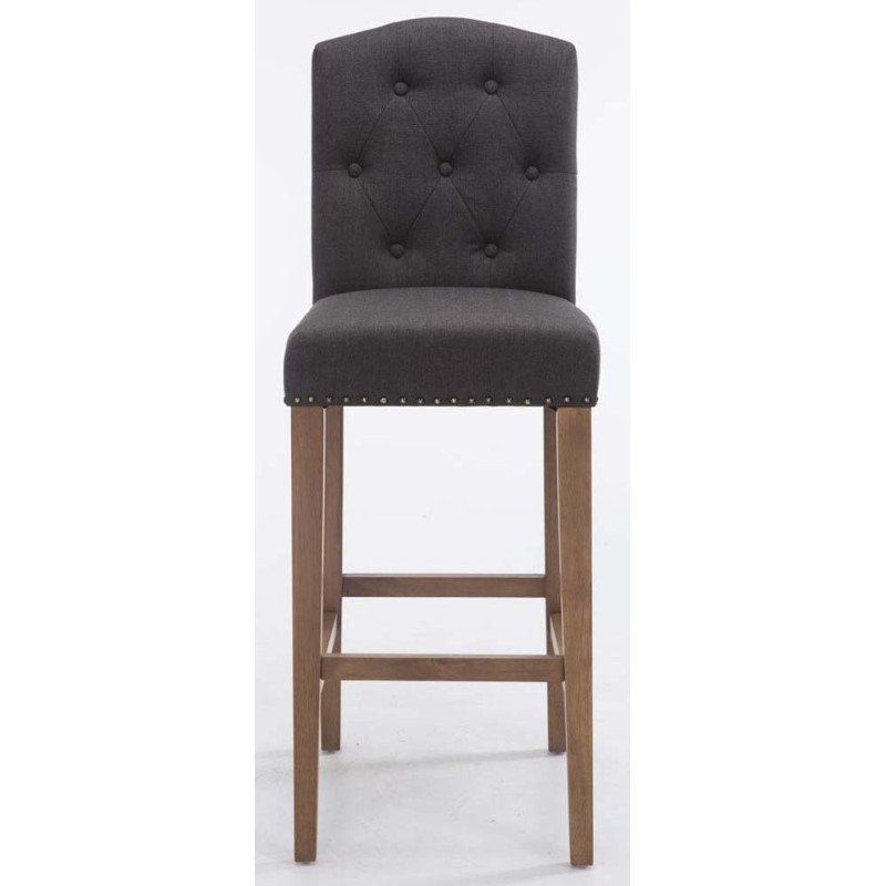 Juego de 2 taburetes de bar Louise en tela gris claro antiguo