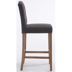 Juego de 2 taburetes de bar Louise en tela gris claro antiguo