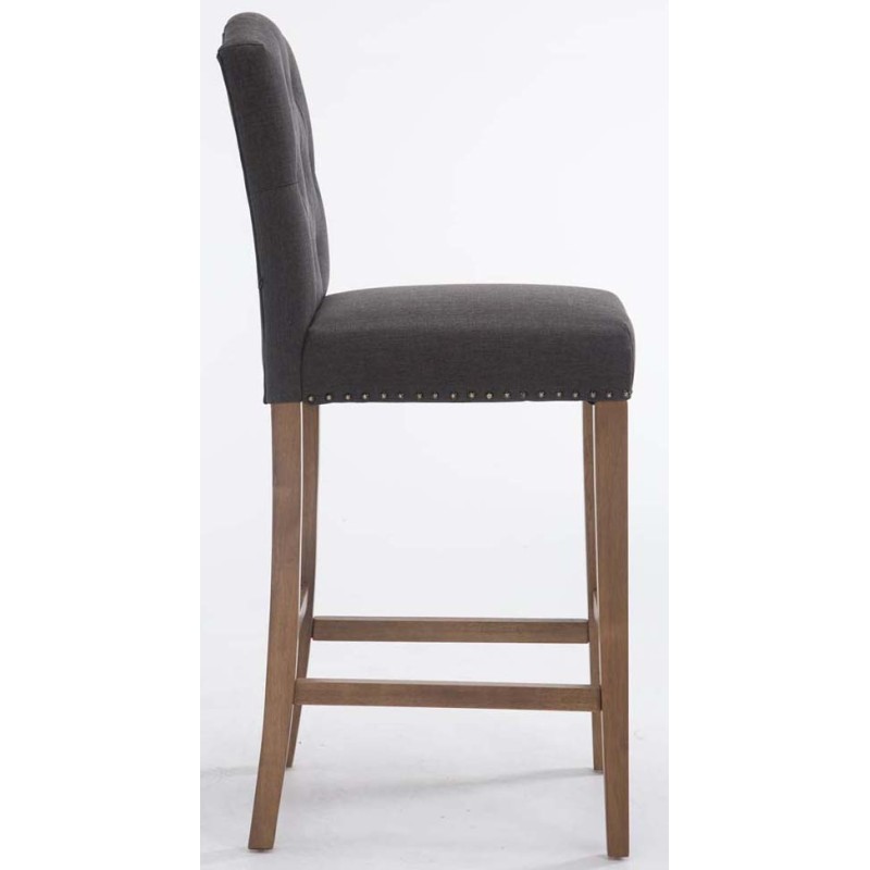 Juego de 2 taburetes de bar Louise en tela gris claro antiguo
