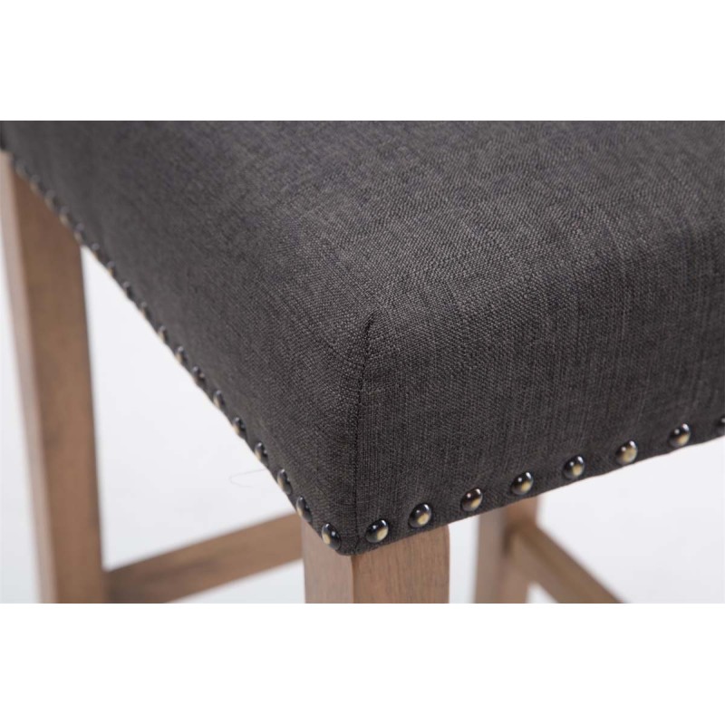 Juego de 2 taburetes de bar Louise en tela gris claro antiguo