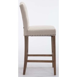 Juego de 2 taburetes de bar Louise en tela crema claro antigua