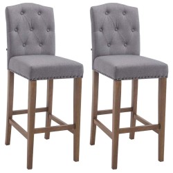 Juego de 2 taburetes de bar Louise en tela gris claro antiguo