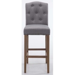 Juego de 2 taburetes de bar Louise en tela gris claro antiguo