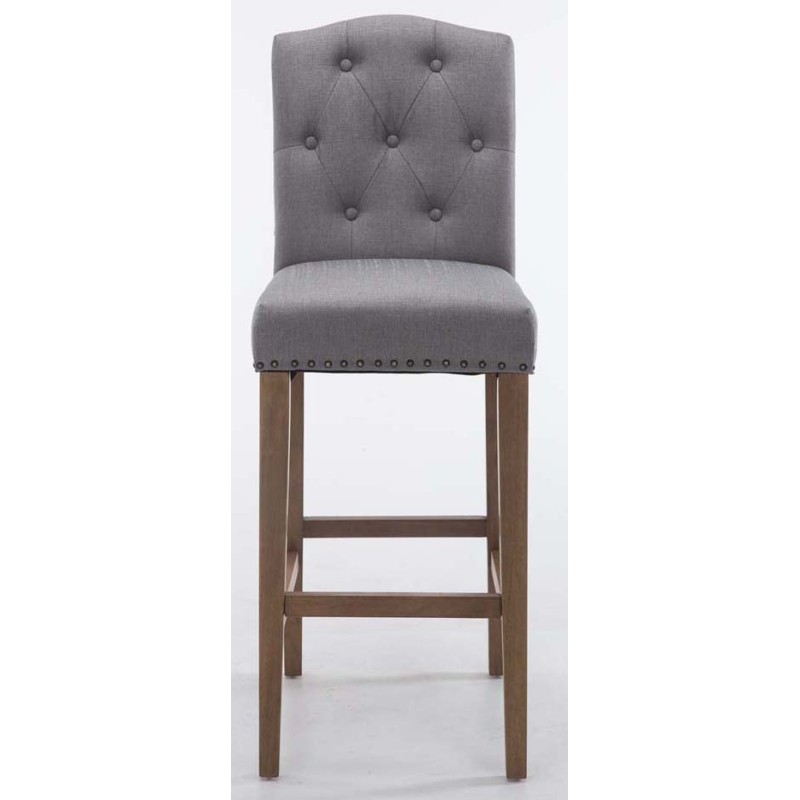 Juego de 2 taburetes de bar Louise en tela gris claro antiguo