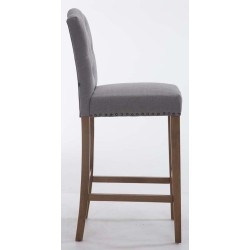 Juego de 2 taburetes de bar Louise en tela gris claro antiguo
