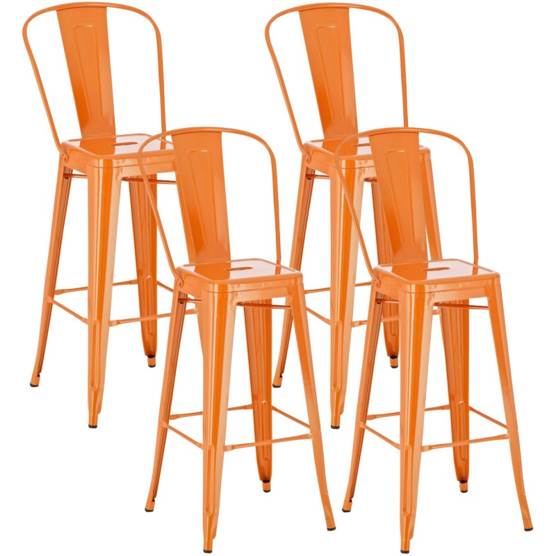 Juego de 4 taburetes de bar Aiden color naranja