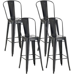 Juego de 4 taburetes de bar Aiden en color negro