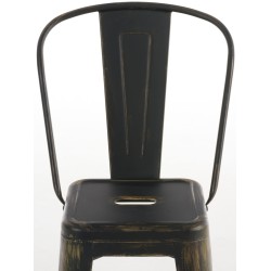 Juego de 4 taburetes de bar Aiden en negro antiguo y dorado