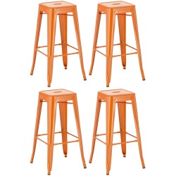Juego de 4 taburetes de bar Joshua color naranja