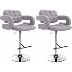 Juego de 2 taburetes de bar Dublin en tela gris C