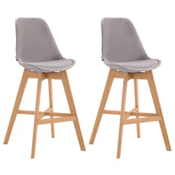 Juego de 2 taburetes de bar Cannes en terciopelo gris natural