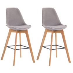Juego de 2 taburetes de bar Metz en terciopelo gris natural