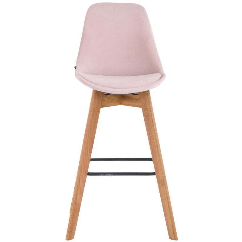 Juego de 2 taburetes de bar Metz en terciopelo rosa natura
