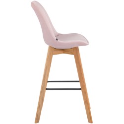 Juego de 2 taburetes de bar Metz en terciopelo rosa natura