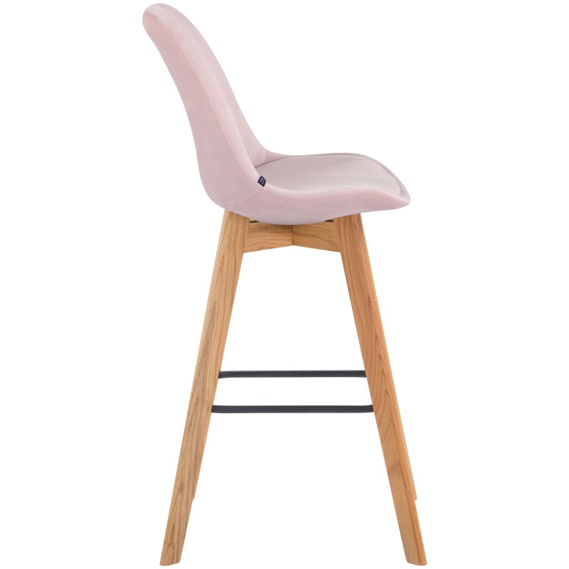 Juego de 2 taburetes de bar Metz en terciopelo rosa natura