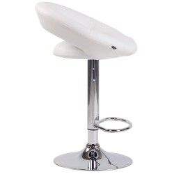 Taburete de bar Olinda en polipiel cromada blanca