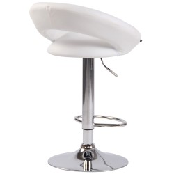 Taburete de bar Olinda en polipiel cromada blanca